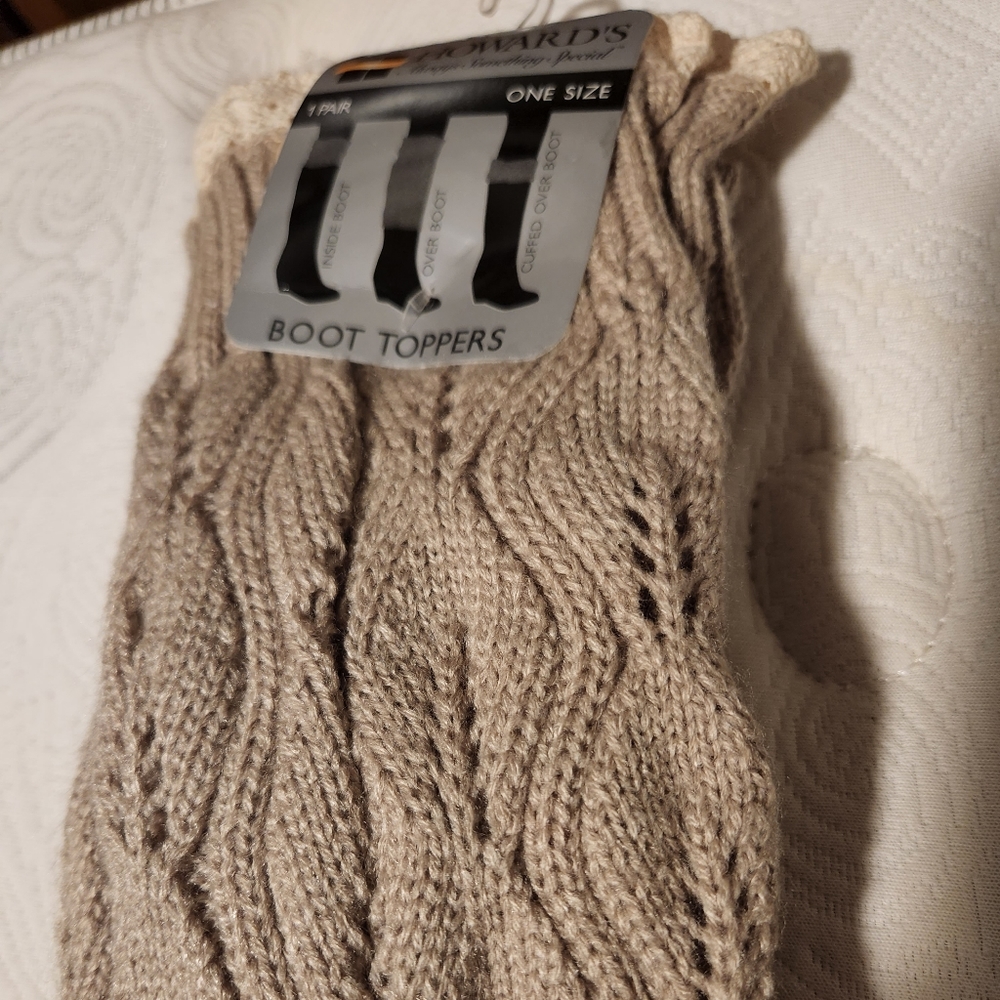 Howard's Boot Toppers, brown knit with lace top